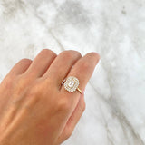 Anillo Solitario Halo Rectangulo 3.5gr / T7 / Circon Blanco Blancos Oro Amarillo *