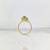 Anillo Solitario Halo Ovalado 3.2gr / T7 1/2 / Circon Verde Blancos Oro Amarillo *