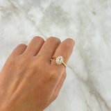 Anillo Solitario Halo Ovalado 3.3gr / T7 / Circon Blanco Blancos Oro Amarillo *