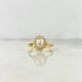 Anillo Solitario Halo Ovalado 3.3gr / T7 / Circon Blanco Blancos Oro Amarillo *