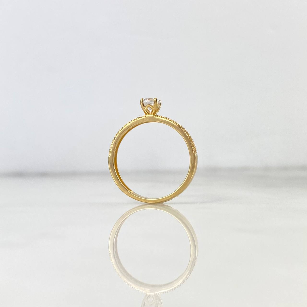 Anillo Solitario Churumbela Doble 2.55gr / T7 / Circones Blancos Oro Amarillo *