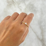 Anillo Solitario Churumbela 1.7gr / T7 1/2 / Circones Blancos Oro Amarillo *