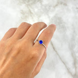 Anillo Solitario Corona 2gr / T7 / Circon Azul Oro Blanco