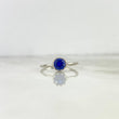 Anillo Solitario Corona 2gr / T7 / Circon Azul Oro Blanco