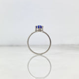 Anillo Solitario Corona 2gr / T7 / Circon Azul Oro Blanco