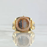 Anillo Corona Reloj Nautico 11.8gr / T11 / Circones Blancos Tres Oros 18K *