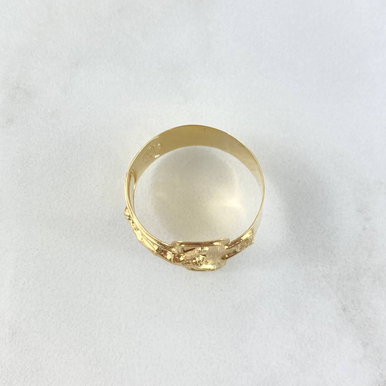 Anillo Cristo INRI 2.7gr / T10 3/4 / Mate Oro Amarillo 18K *