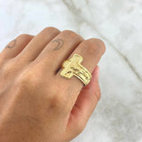 Anillo Cristo INRI 2.7gr / T10 3/4 / Mate Oro Amarillo 18K *