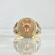 Anillo Calavera Armada Vaquera 10.75gr / T10 1/4 / Circones Blancos Tres Oros 18K *