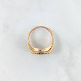 Anillo Sello Corona Escamado 3.8gr / T10 1/4 / Resina Negra Circones Blancos Dos Oros Amarillo Rosa 18K *