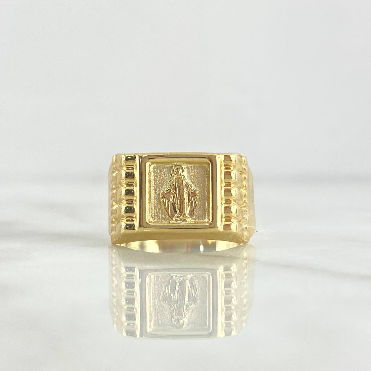 Anillo Virgen Milagrosa 2.35gr / T8 3/4 / Cuadro Mateado Oro Amarillo 18K *