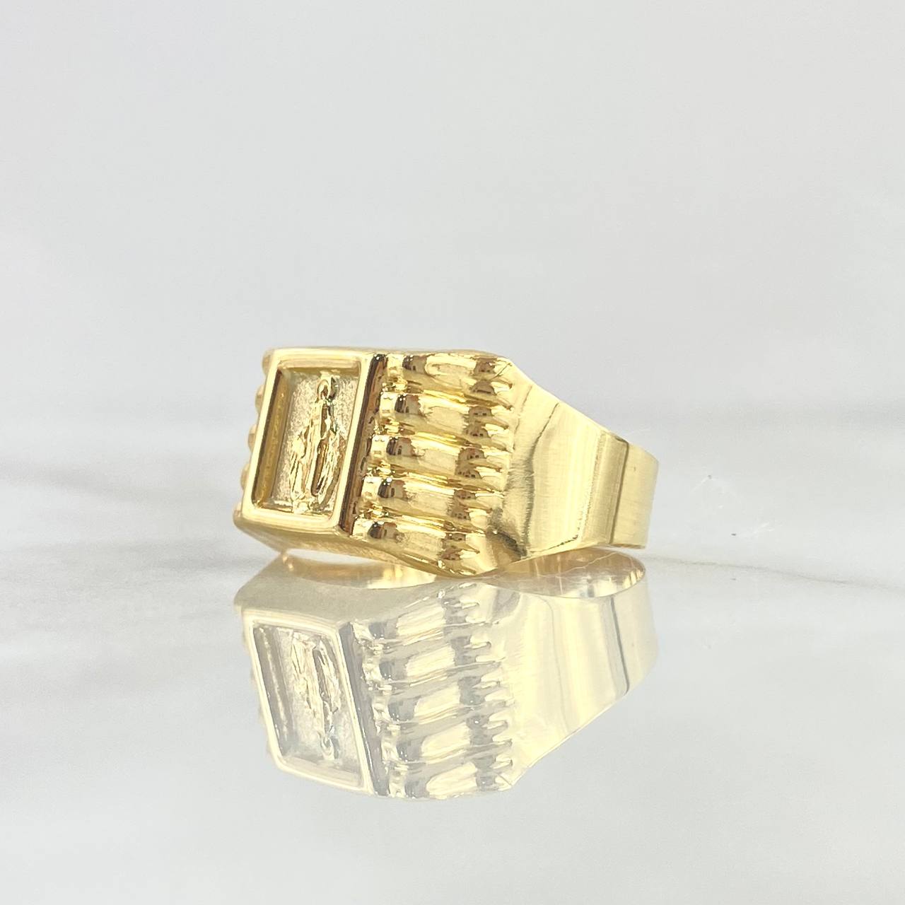 Anillo Virgen Milagrosa 2.35gr / T8 3/4 / Cuadro Mateado Oro Amarillo 18K *