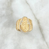 Anillo Virgen del Carmen 10.7gr / T10 / Circones Blancos Oro Amarillo