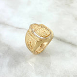 Anillo Virgen del Carmen 10.7gr / T10 / Circones Blancos Oro Amarillo