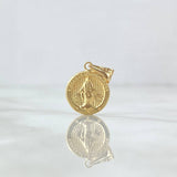 Dije Virgen Milagrosa 0.8gr / 2cm / Circulo Texturizado Oro Amarillo 18K