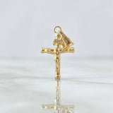 Dije Cruz Cristo 0.75gr / 2.6cm / Baston Cargador Liso Oro Amarillo 18K *