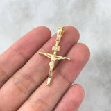 Dije Cruz Cristo 1.15gr / 3.6cm / Baston Cargador Punteado Oro Amarillo 18K *