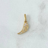 Dije Ala 0.5gr / 1.8cm / Circones Blancos Oro Amarillo 18K *