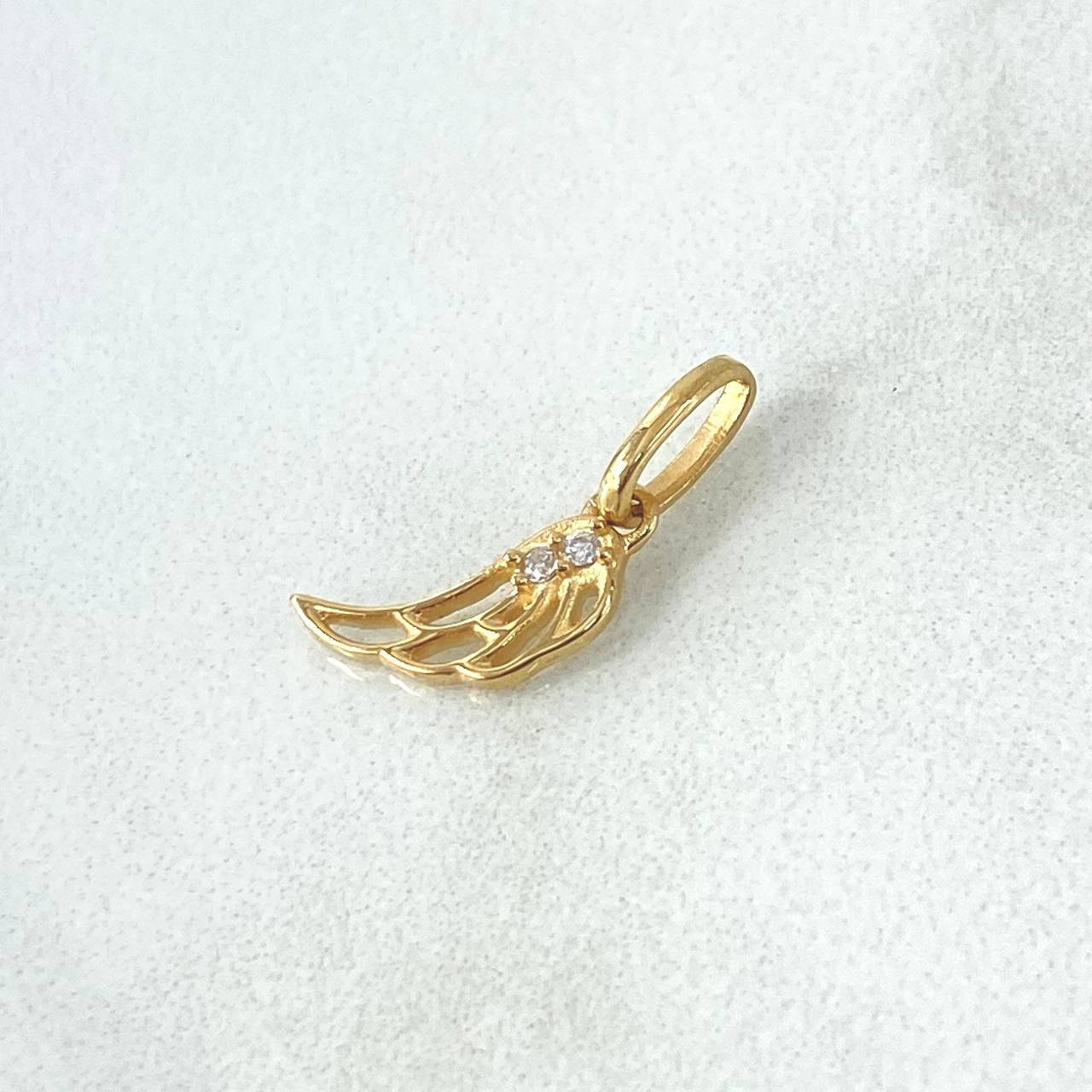 Dije Ala 0.5gr / 1.8cm / Circones Blancos Oro Amarillo 18K *