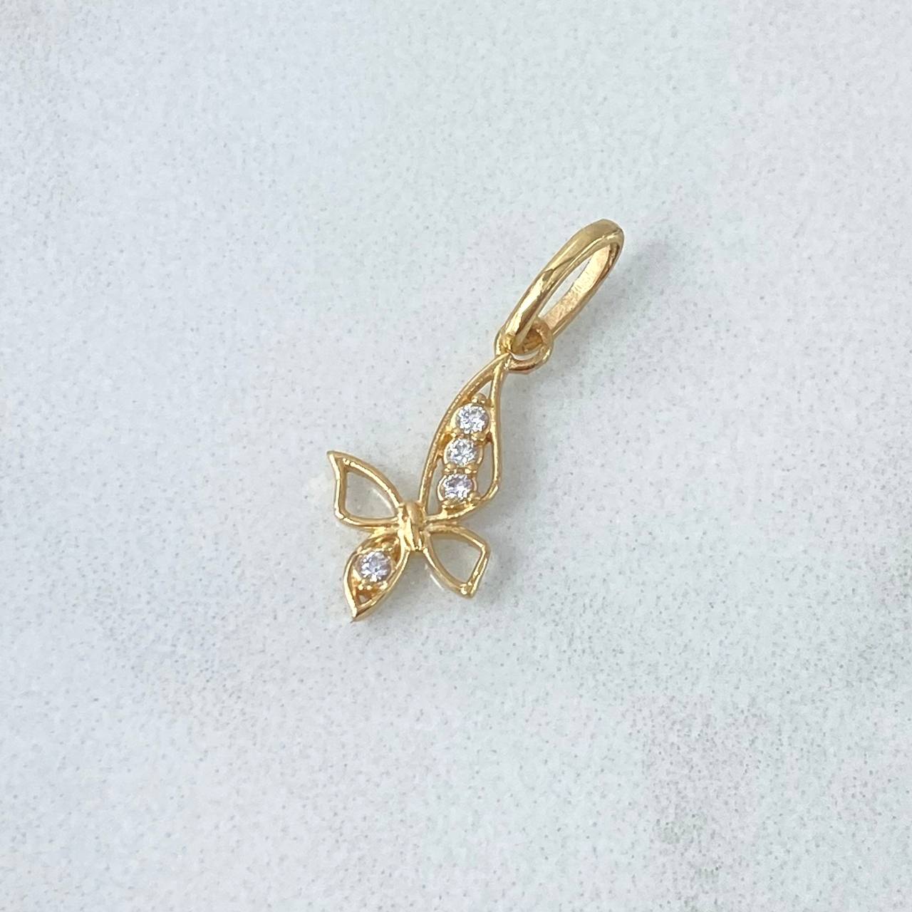 Dije Mariposa 0.6gr / 2cm / Circones Blancos Oro Amarillo 18K *