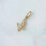 Dije Mariposa 0.6gr / 2cm / Circones Blancos Oro Amarillo 18K *