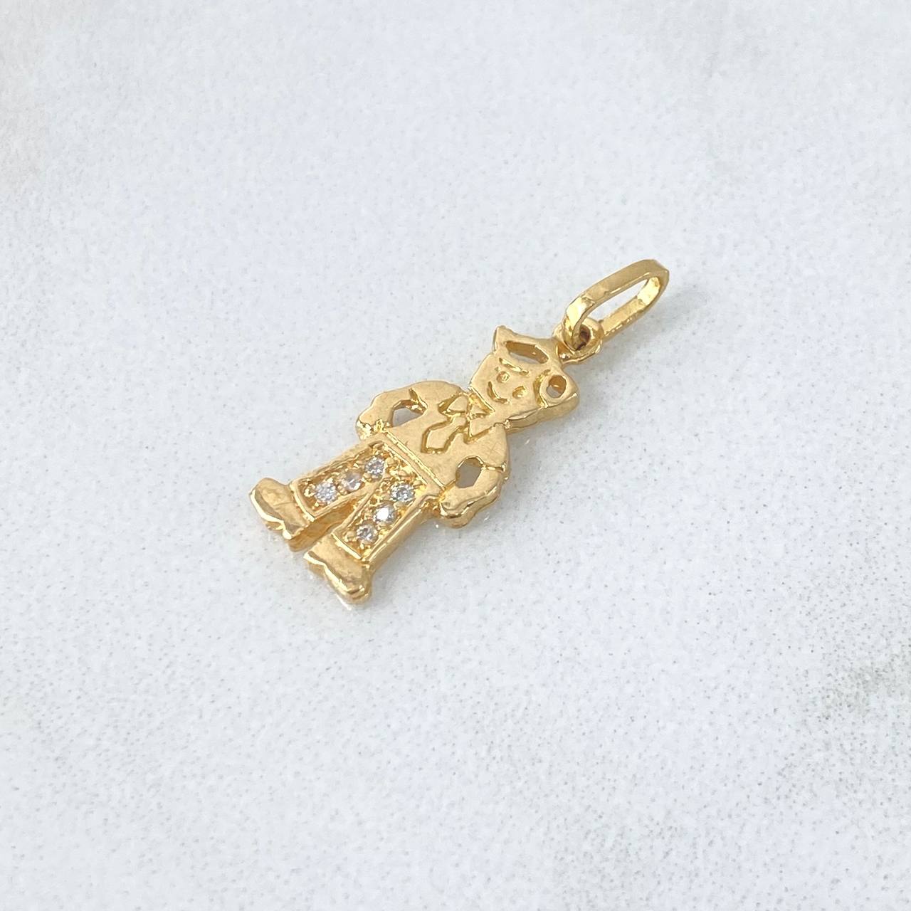 Dije Papá 0.85gr / 2cm / Circones Blancos Oro Amarillo 18K *