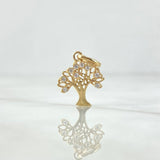 Dije Arbol de la Vida 1.05gr / 1.8cm / Silueta Circones Blancos Oro Amarillo 18K *