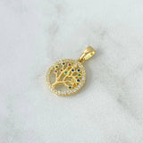 Dije Arbol de la Vida Circulo 2.6gr / 2.2cm / Circones Blancos Colores Oro Amarillo 18K *