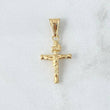 Dije Cruz Cristo Baston Liso 0.75gr / 2.5cm / Cargador Liso Oro Amarillo 18K