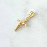 Dije Cruz Cristo Baston Liso 0.75gr / 2.5cm / Cargador Liso Oro Amarillo 18K