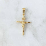 Dije Cruz Cristo 1.15gr / 3.6cm / Baston Cargador Punteado Oro Amarillo 18K *