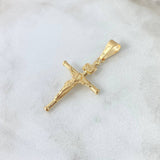 Dije Cruz Cristo 1.15gr / 3.6cm / Baston Cargador Punteado Oro Amarillo 18K *