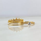 Anillo Corona Real Doble Solitario 4.5gr / T7 1/4 / Circones Blancos Oro Amarillo