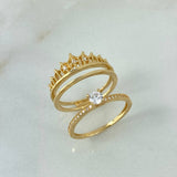 Anillo Corona Real Doble Solitario 4.6gr / T6 3/4 / Circones Blancos Oro Amarillo