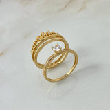 Anillo Corona Real Doble Solitario 4.15gr / T6 1/4 / Circones Blancos Oro Amarillo *