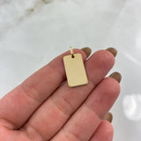 Dije Placa Rectangular Bordes Curvos 1.5gr / 2.5cm / 20mm*12mm Lisa Oro Amarillo ©