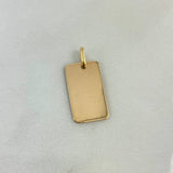 Dije Placa Rectangular Bordes Curvos 1.5gr / 2.5cm / 20mm*12mm Lisa Oro Amarillo ©