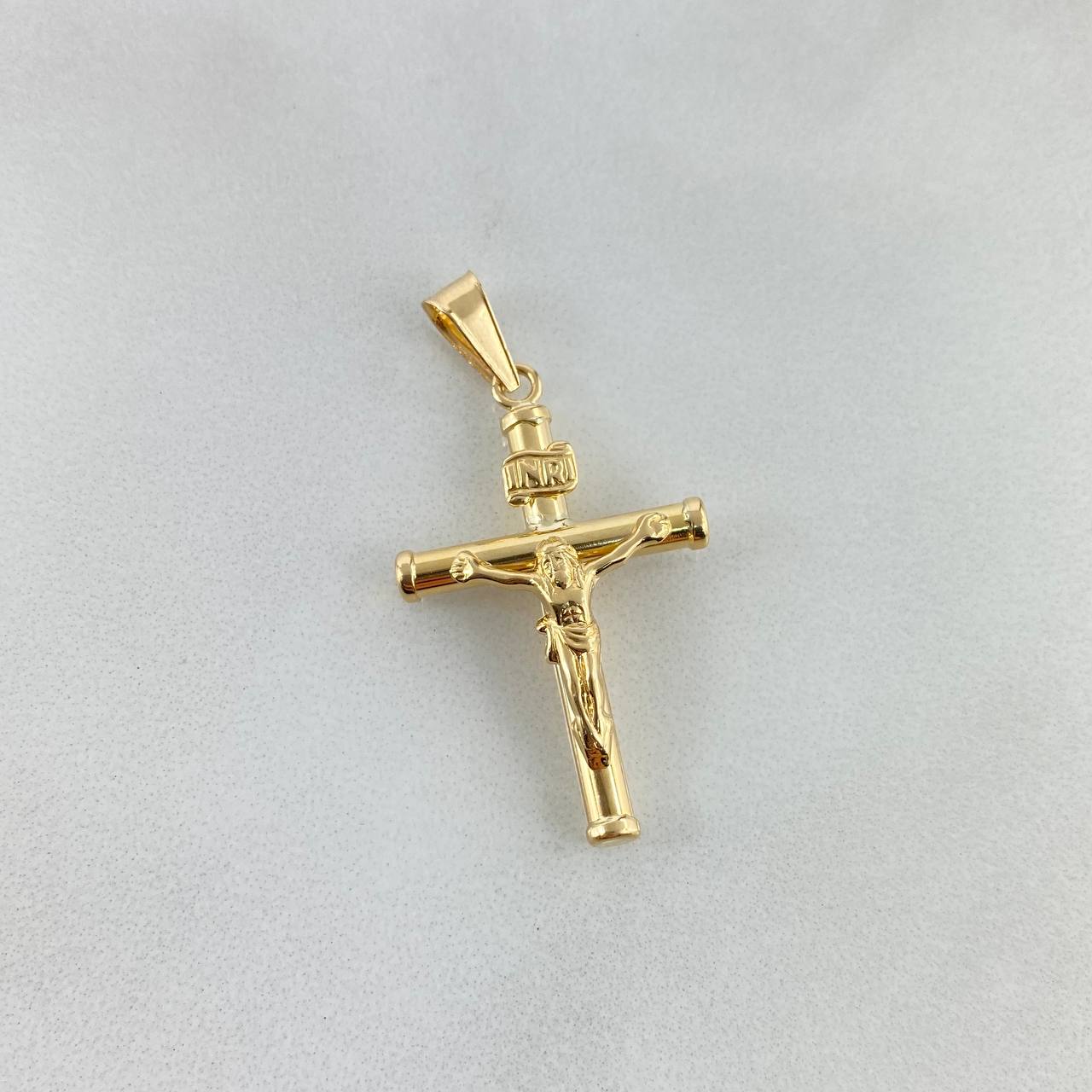 Dije Cruz Cristo 1.2gr / 3.6cm / Baston Liso Oro Amarillo©