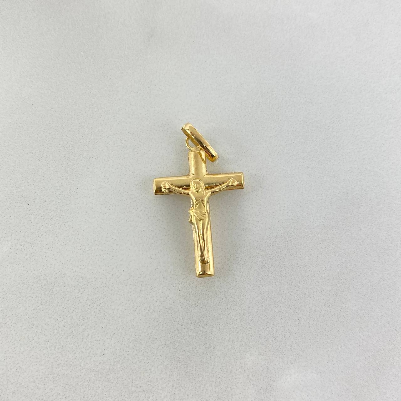 Dije Cruz Cristo 1.05gr / 3.1cm / Baston Liso Oro Amarillo©