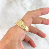 Anillo Cristo Cruces 5.15gr / T10 1/2 / Circones Blancos Oro Amarillo *