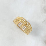 Anillo Cristo Cruces 5.15gr / T10 1/2 / Circones Blancos Oro Amarillo *