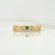 Anillo Aro Encadenado 2.4gr / T7 3/4 / Circones Blancos-Verdes Oro Amarillo