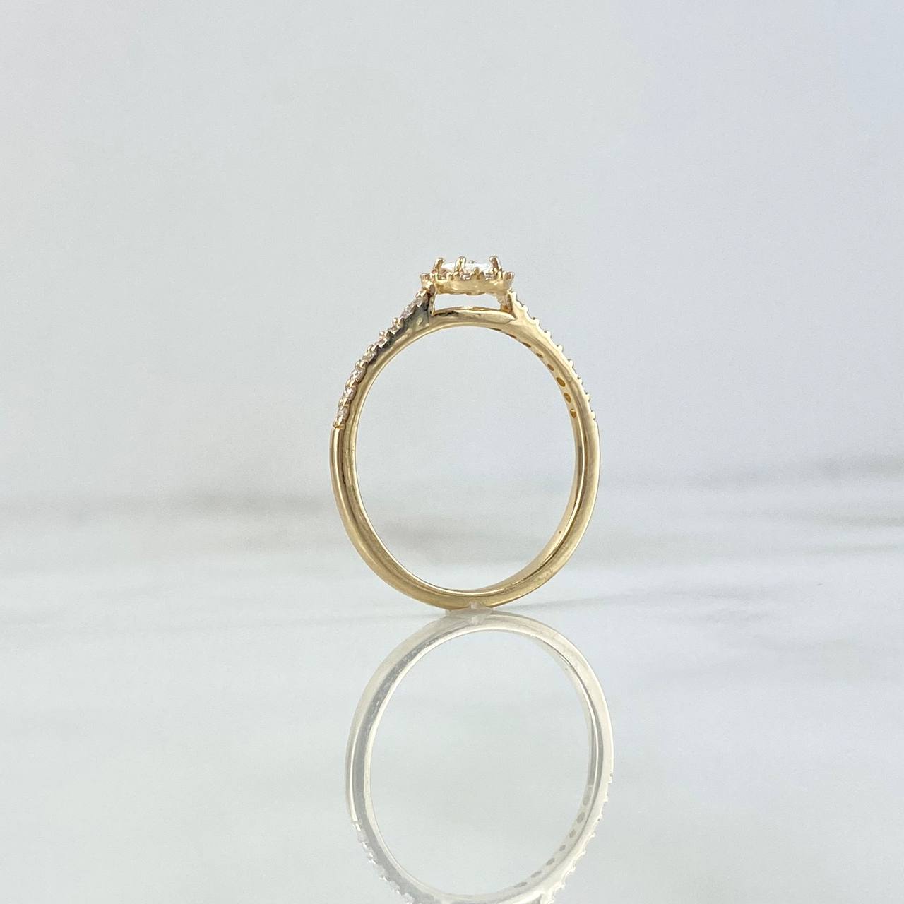 Anillo Solitario Halo Tupido 1.7gr / T6 / Circones Blancos Oro Amarillo