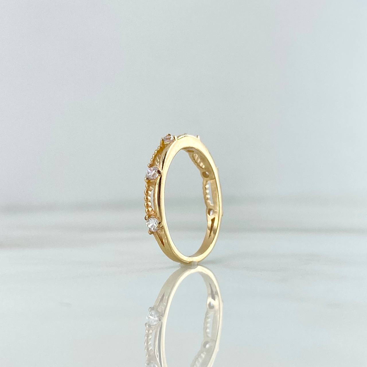 Anillo Bordado 2.05gr / T5 3/4 / Circones Blancos Oro Amarillo