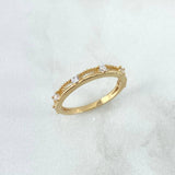 Anillo Bordado 2.05gr / T5 3/4 / Circones Blancos Oro Amarillo