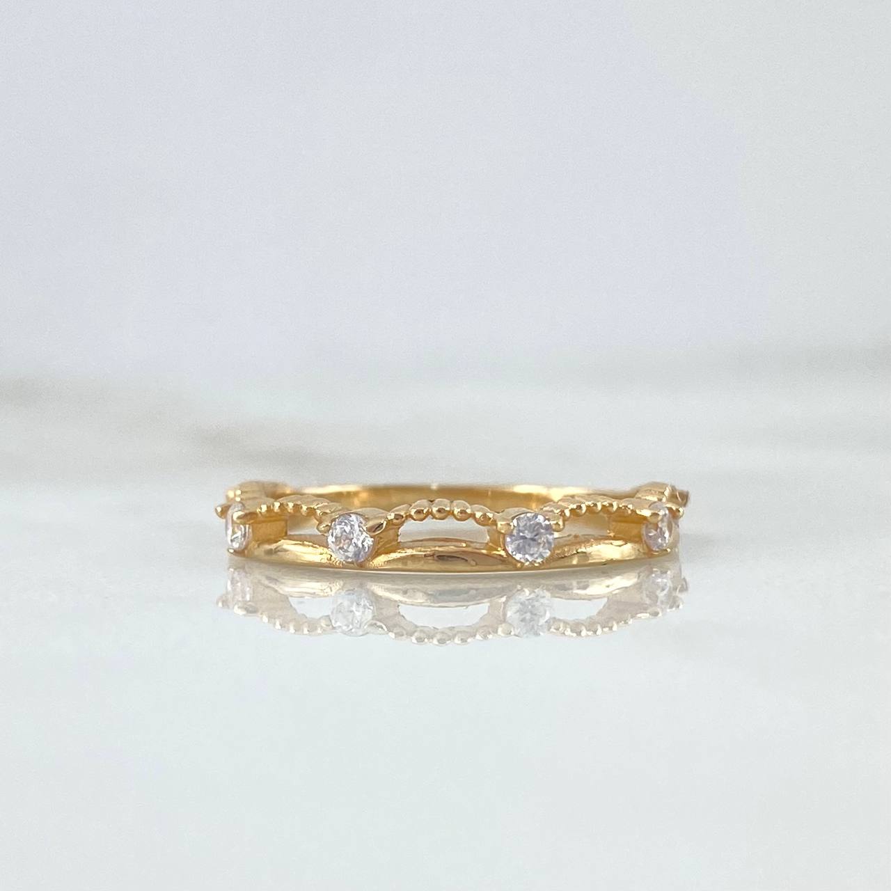 Anillo Bordado 2.05gr / T5 3/4 / Circones Blancos Oro Amarillo