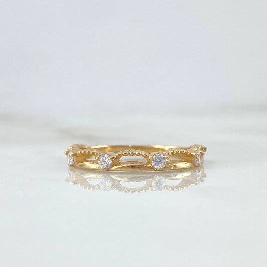 Anillo Bordado 2.05gr / T5 3/4 / Circones Blancos Oro Amarillo