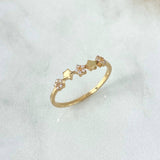 Anillo Estrellas 1.25gr / T6 3/4 / Circones Blancos Oro Amarillo