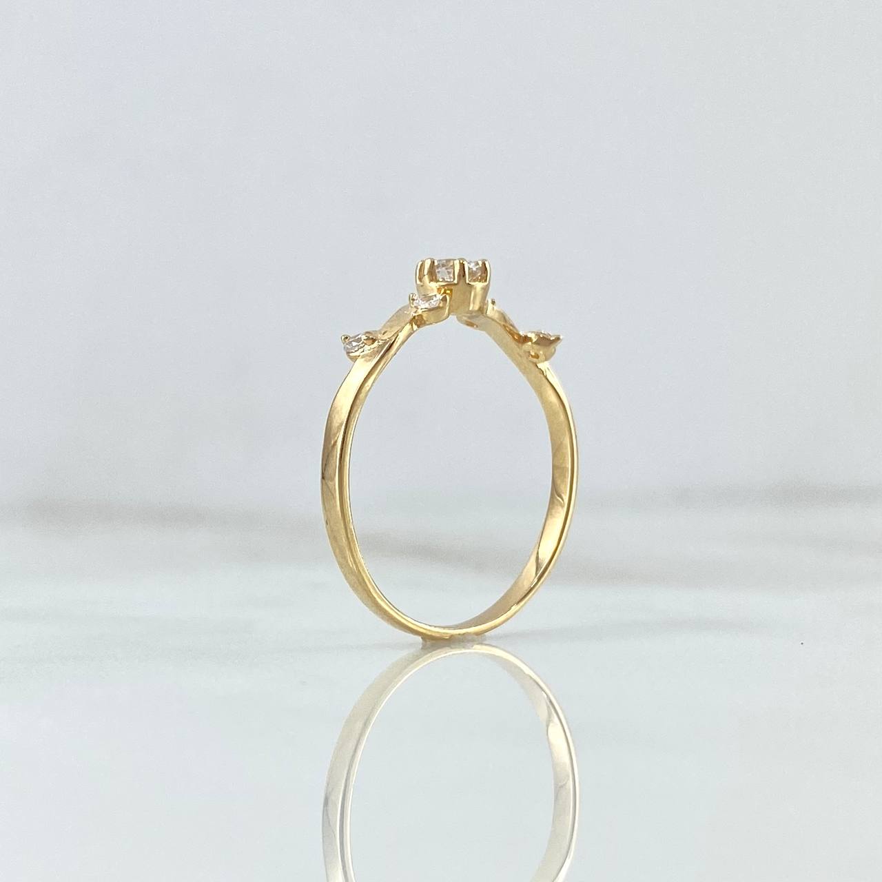 Anillo Ramificado 1.7gr / T8 / Circones Blancos Oro Amarillo