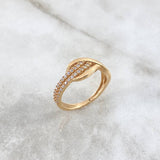 Anillo Cinturon Infinito 2.55gr / T5 1/4 / Circones Blancos Oro Amarillo